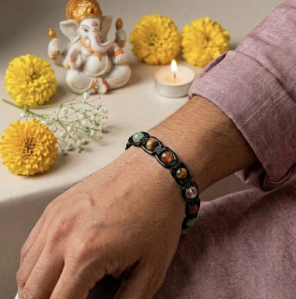 Rinmukteshwar Siddh Metal Dhan Yog™ Bracelet (Matte Black): Lab Certified, Customised & Energized Bracelet for Man & Women