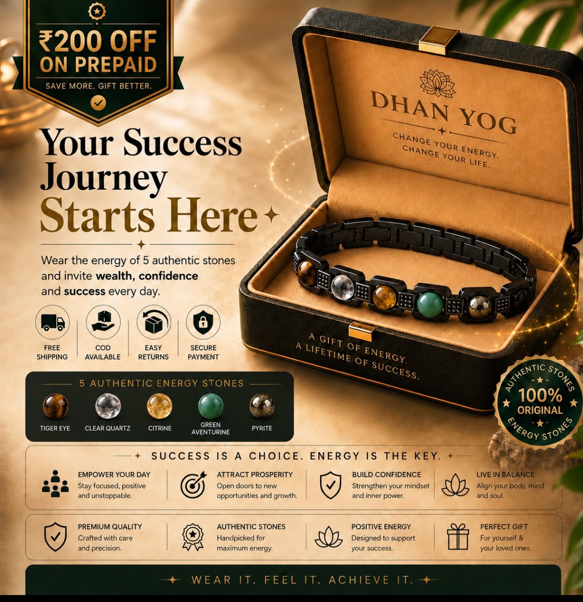 Rinmukteshwar Siddh Metal Dhan Yog™ Bracelet (Matte Black): Lab Certified, Customised & Energized Bracelet for Man & Women